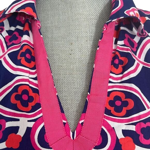 Vineyard Vines Shell Scarf Blue Multi-Color Sleeveless Shift Dress Size 6 - Picture 5 of 6
